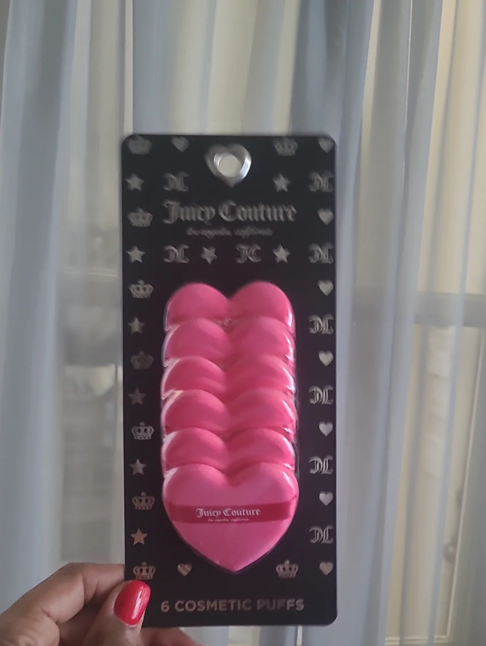 Juicy Couture Hot Pink Heart Cosmetic Puffs - Set of 6